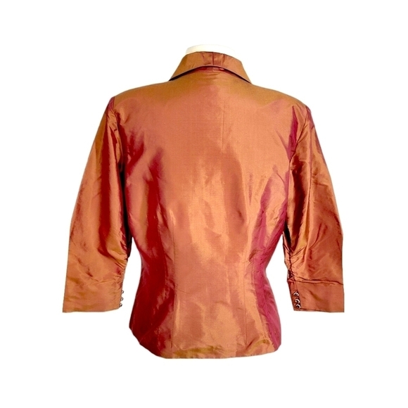 Marisa Baratelli Silk Iridescent Orange Evening Blazer Jacket - Picture 4 of 8